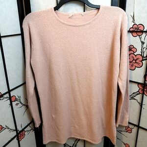 Powder Pink Crew Neck Sweater Top Tunic with Cozy Knit